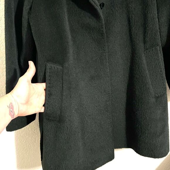 Cinzia Rocca Baby Llama Wool Dark Forest Green Coat Italian Size 10 US - Picture 7 of 14